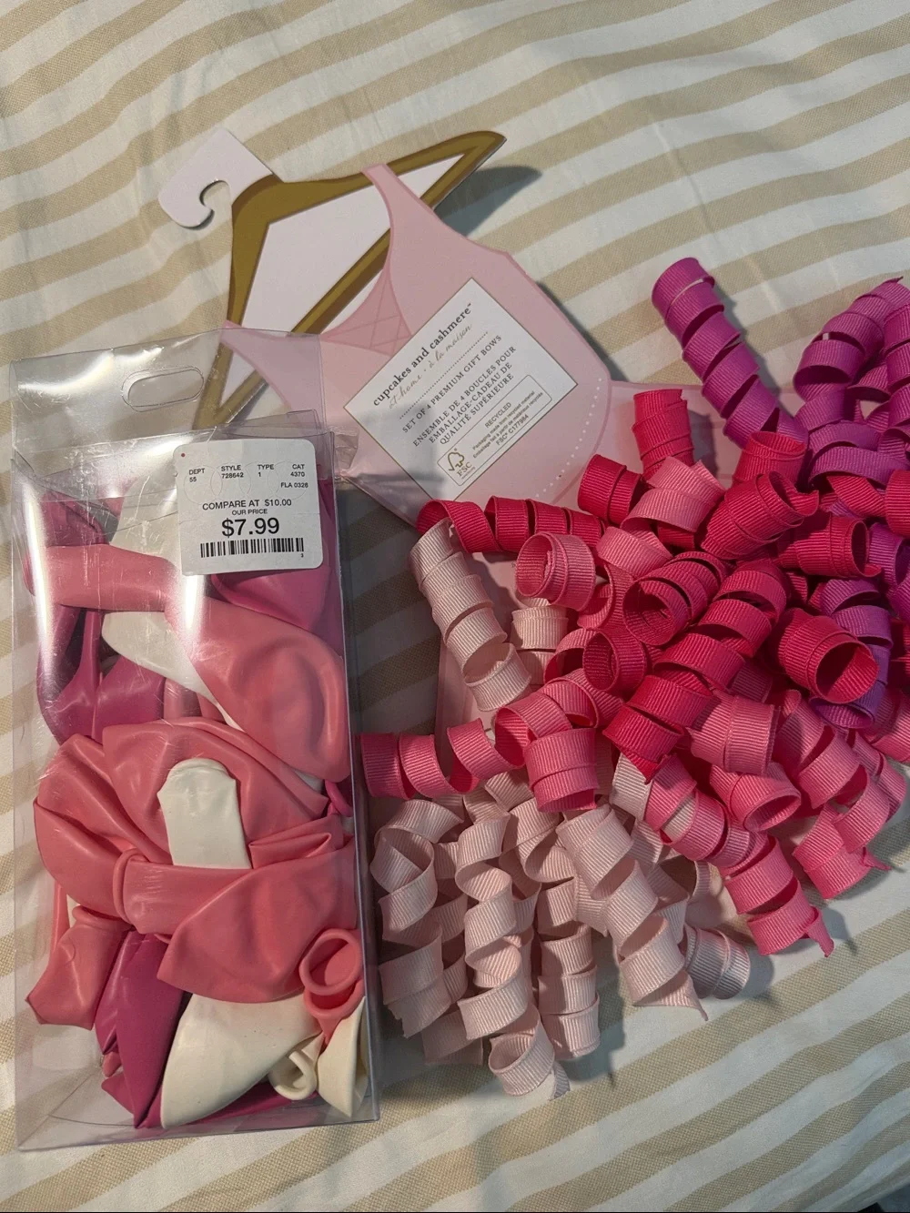 cupcakes & cashmere Pink Ribbon Curls Party Decor Set